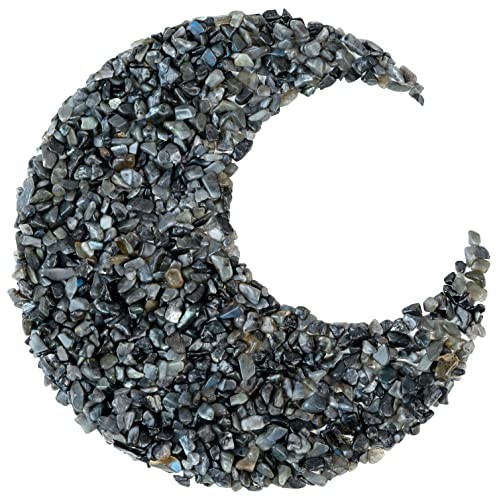 Crocon Crushed Larvikite Chips Bulk Natural Stone Quartz Pieces Irregular Shape Gemstone Tumbling Cabbing Polishing Gem Mining Chakra Balancing Reiki & Crystal Healing Home Office Décor (1/2 LB)