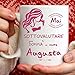 Tazza Augusta divertente. Adatta per colazione, the, tisana, caffè, cappuccino. Gadget tazza personalizzata: Mai sottovalutare una donna di nomeAugusta. Anche come idea regalo originale e simpatica