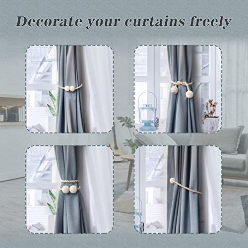 image for Hion Magnetic Curtain Tiebacks Beige 2pcs, Curtain Tiebacks Buckles Ho