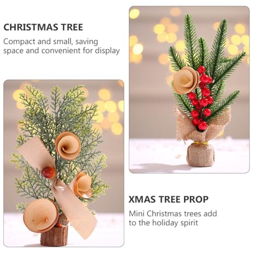 Árbol Artificial Compacto NUOBESTY Pack de 3 Adornos Navideños con Hojas de Pino y Flores 4