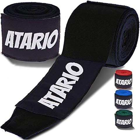 𝐀𝐓𝐀𝐑𝐈𝐎® Boxbandagen mit Transportnetz [3m/4,5m] - Bandagen Boxen mit Daumenschlaufe - Box Bandagen Männer & Frauen halbelastisch zum Boxen, Kickboxen, Muay Thai & MMA - Boxbandagen Herren Damen Cover