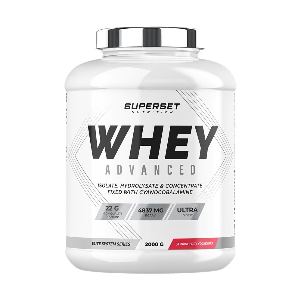 Superset Nutrition | 100% Whey Proteine Advanced (2kg) | Whey protéine | Protéine de qualité avec une texture gourmande - Fraise Yogourt