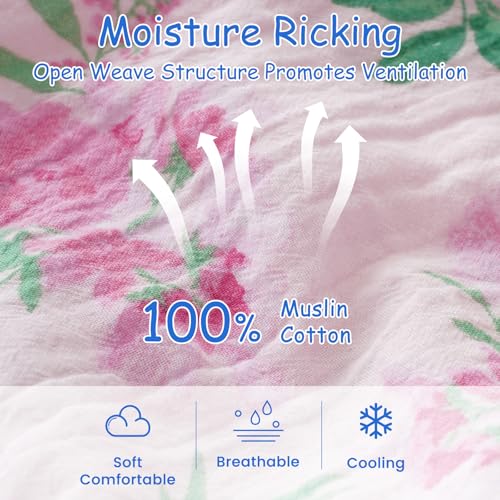 Image of david's kids Muslin Cotton Baby Sleep Sack 0-6 Months, 2 Pack 100% Cotton Sleeping Bag for Summer, TOG 0.5 Baby Wearable Blankets with 2-Way Zipper, Soft Sleep Sacks for Newborn Infant, Floral