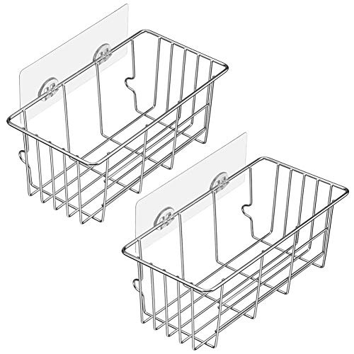 SANNO Klebstoff Duschwagen Badregal Lagerung Combo Organizer Basket Früher Küchen- & Badzubehör für Shampoo Conditioner, 2 Sätze