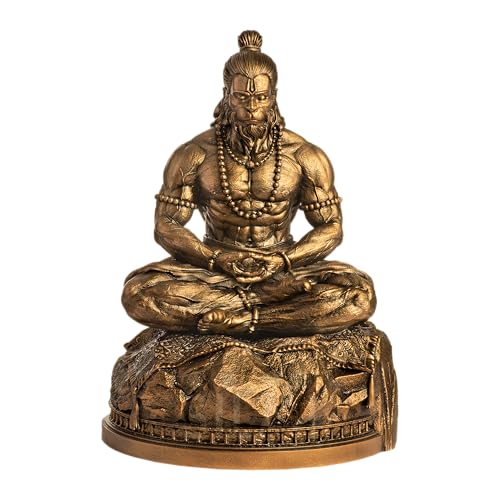 Image of SILAII Lord Hanuman Meditation - Bajrang Bali Hanuman Murti Idol for Home Temple, Office Desk & Gifting | 12 Inch Length