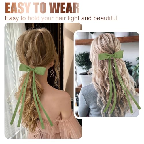 Set de 4 pinzas de lazo para cabello verdes y azules miniatura 4