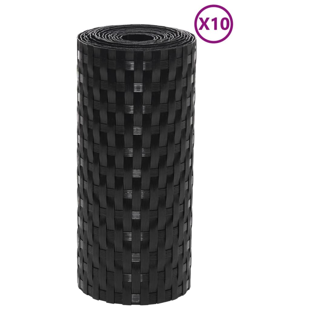 Générique Paravents de Balcon 10 pcs Noir 255x19 cm résine tressée,Quincaillerie,Clôtures & barrières,Panneaux de clôture,Noir,3.81 KG,156319