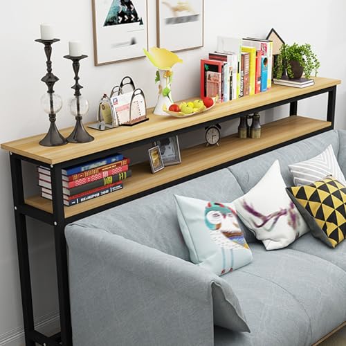 Mesa consola de doble capa industrial y estrecha de 140cm de largo 3
