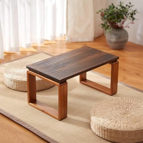 Image of Simple&Premium and Folding Japanese Style Low Height Floor Meditation /Tea /Coffee /Tatami Table for Living Room, Bedroom, Solid Wood Low Study /Laptop Desk Table.