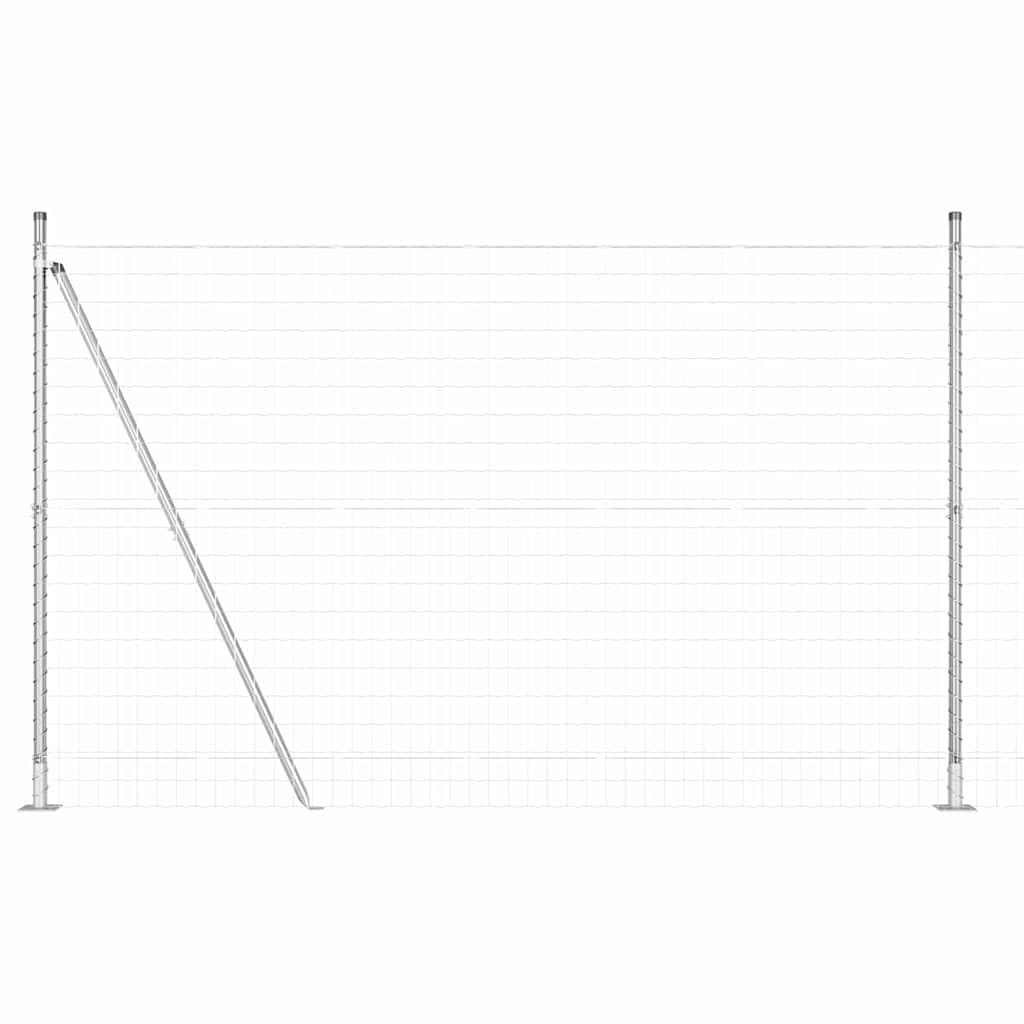 Steel Garden Fence Panel Set Silver 1.6 x 10 m with Posts Outdoor Boundary for Terrace Backyard Dog Pet Enclosure Weather Resistant Modern Design