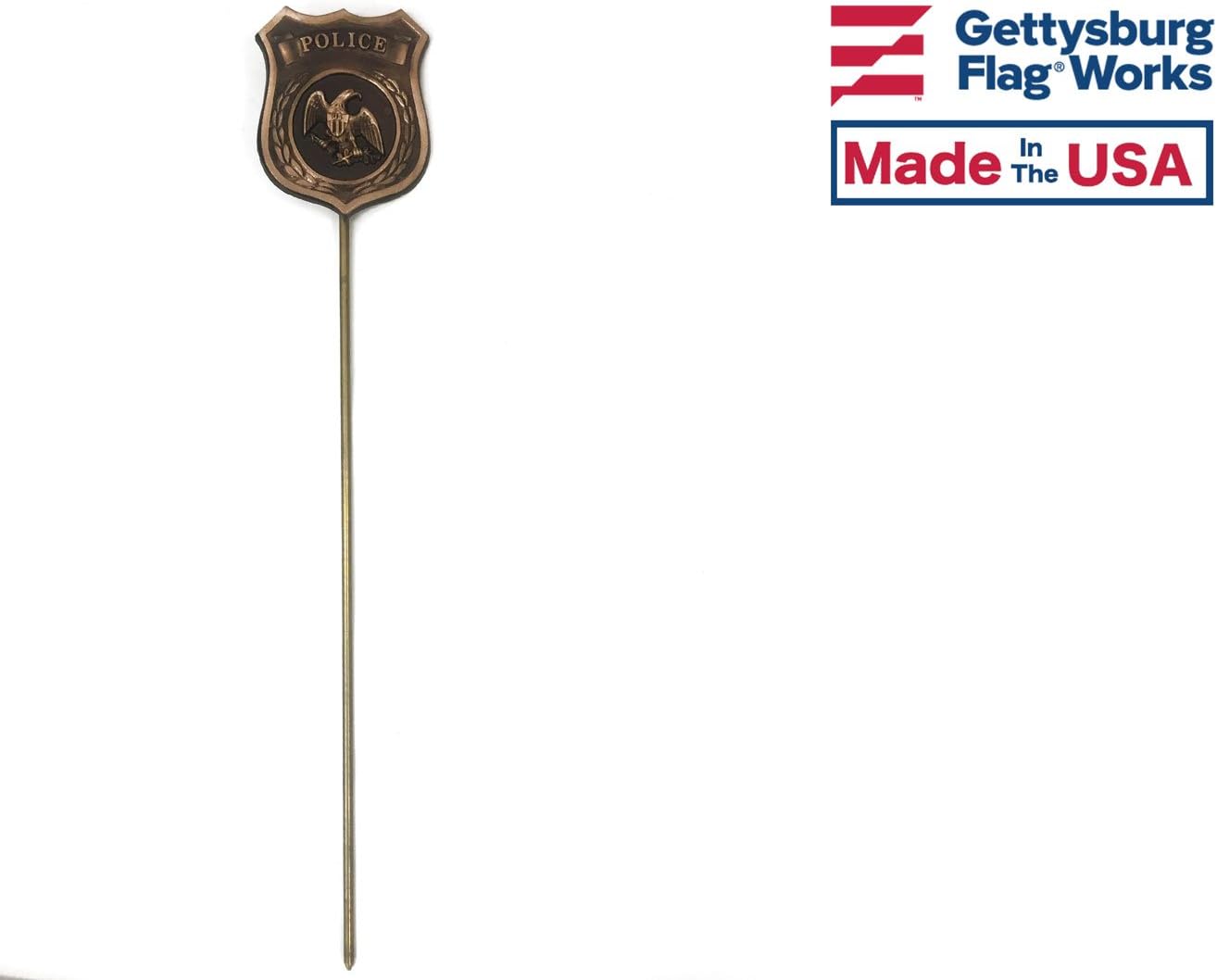 Police Bronze Premium Grave Marker, Cemetery Memorial Flag Holder, Law Enforcement Remembrance Plaque, Made in USA