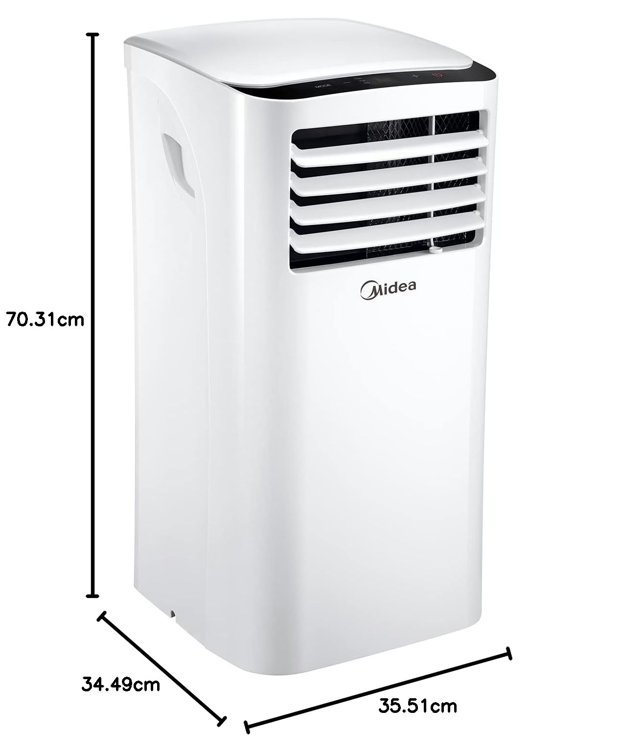 Midea Condizionatore portatile Eco Friendly Lite, 7000 BTU 2,0 kW, raffreddamento, ventilazione, deumidificazione, dimensioni della stanza fino a 68 m³(25 ㎡), aria condizionata mobile con tubo di