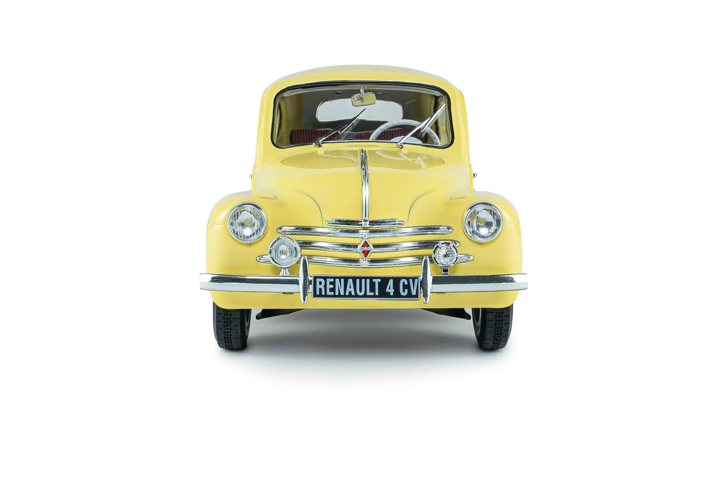 Solido Renault 4CV 1:18 Beige (Jaune Infante) | Detailgetreues Diecast Modellauto, französischer Kleinwagen-Klassiker mit runder Karosserie, Chromdetails