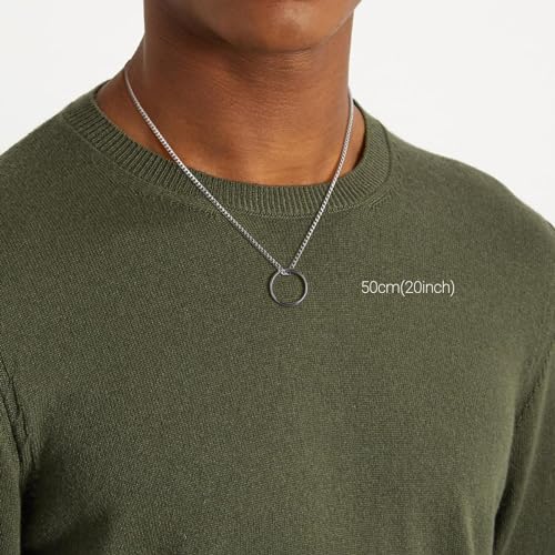GAVU Men’s Tungsten Ring Necklace, Ring Circle Sivler Pendant Necklace for Men2