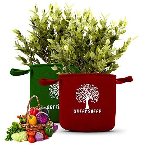 Image of GREENSHEEP Geo Fabric Grow Bags for Terrace Gardening, Balcony, Vegetables, Plants, Fruits and Flower with Handles - Breathable and Reusable Plant Bags for Indoor (Grey) (Pack of 3) (Size-12x4)