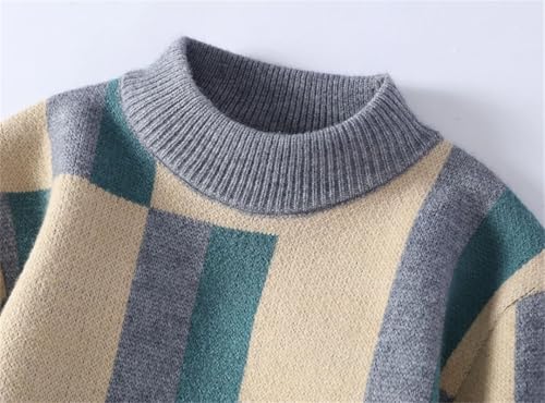 Men Japanese Style Mock Neck Sweater Long Sleeve Striped Thick Warm Pullover Jumper3
