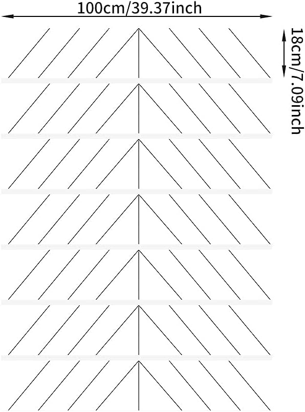 funlife 15Pcs Scandinavian Style Peel and Stick Vinyl Stair Risers Stickers, 39.37"x7.09" White Herringbone