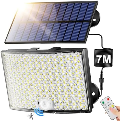 Solar Security Lights Outdoor Motion Sensor, [268 LED/7M/5 Modes]Solar Lights Outdoor Solar Lights,REMOTE Solar Security Light,IP65 Solar Lights Outdoor Garden,Garage,Doorway,Porch, Solar Shed Light