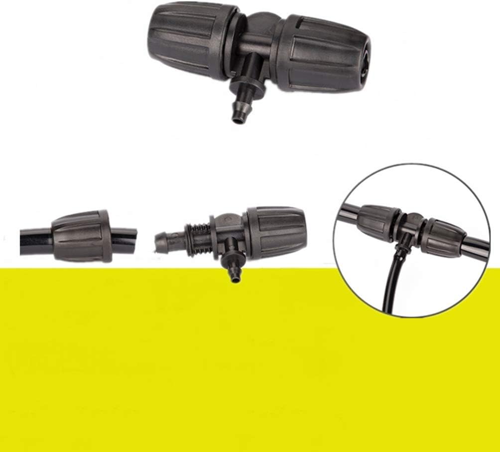 Yardwe 50pcs Tee Connectors 8/11 to 4/7mm Garden Water Hose Connectors Straight Tube Adapter 3/8 to 1/4 Lock Barb Tee Irrigation Tubing for Yard Park Garden Irrigation Black