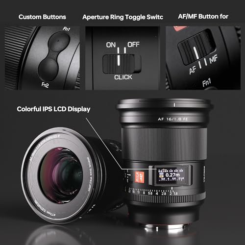 Image of VILTROX AF 16mm f /1.8 FE Full Frame Lens for Sony E, Auto Focus Lens for Sony E-Mount Mirrorless Cameras Alpha a7 a7II a7III a7R a7RII a7RIII a7RIV a7S a7SII a9 a7C