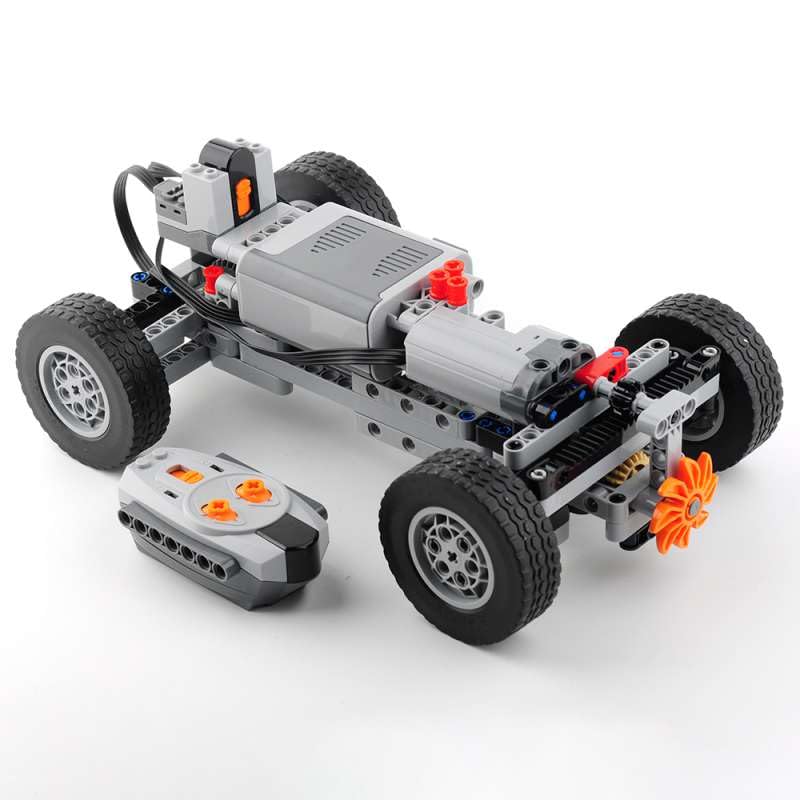 moc 4wd power function rc car chassis kit - technical building blocks with 624x20mm wheels m motor servo amp aa battery box for off-road climbing cars