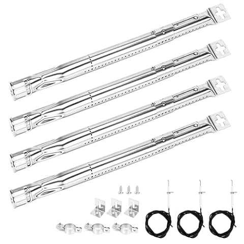 GFTIME Uniwersalny palnik 35,5 do 48 cm do Charbroil, Napoleon, Landmann, Enders, Barbecook, Tepro, Taino, Proficook, regulowany palnik gazowy ze stali nierdzewnej, 4 sztuki