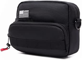 Universal Motorcycle Bag – American Flag Tool Bag for Harley Softail/Dyna/Sportster, Black Sissy Bar Front Storage
