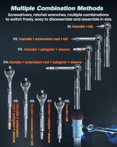 Image of Saker Upgraded Magnetic Screwdriver Set: 40-in-1 Ratchet Screwdriver Tool Kit with 180 Ball-Joint Handle - Portable S2 Bits Precision Repair Tool Set for Computer Phone Watch Camera Bike