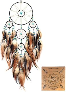 Urdeoms Large Black Dream Catchers for Bedroom Adult Merkaba Turquoise Boho Dream Catcher Wall Decor for Boys Teen Room Decor Dorm Living Room Hanging Decoration Festival Gifts(NO.32)