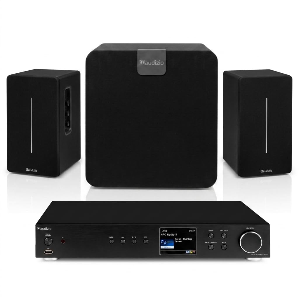 Audizio Pack Hi-FI Stéréo Dab+ WiFi Bluetooth avec Caisson de Basses