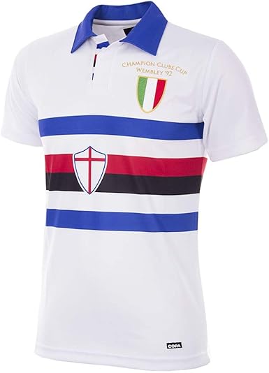 Copa U. C. Sampdoria 1991-92 Away Retro Football Shirt Camiseta Retro con  Cuello de fútbol. Hombre : Amazon.es: Ropa