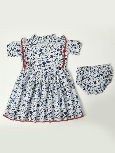 Image of mini mama Girl's Cotton Fit and Flare Knee-Length Dress