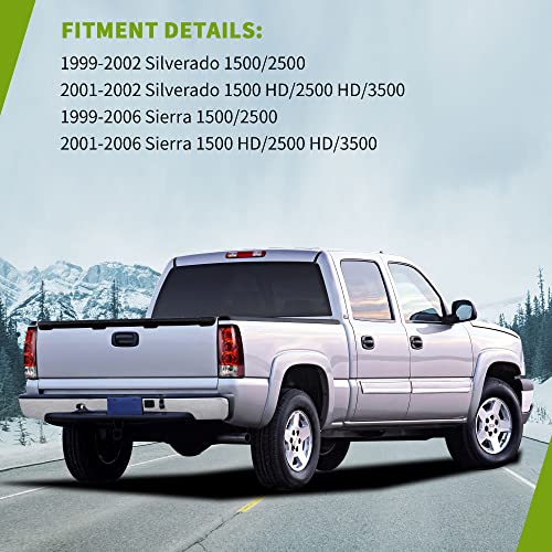 Autosaver88 Tail Lights Compatible With 1999-2002 Chevy Silverado 1500/2500/3500, 99-06 Gmc Sierra, 2007 Gmc Sierra Classic Models Clear Lens Red Housing Taillights Pair (Only Fit Fleetside Models) #TOP5