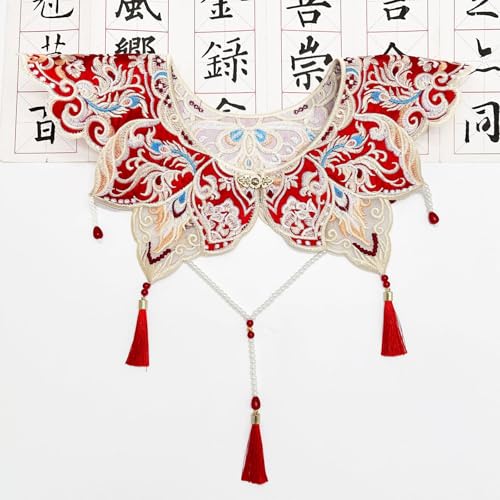 Ethnic Fringed Faux Collar Decorative Half Shawl Clouds Shoulder Collar for Chinese Ancient Costume Festival Neckpiece Decorative Collars4