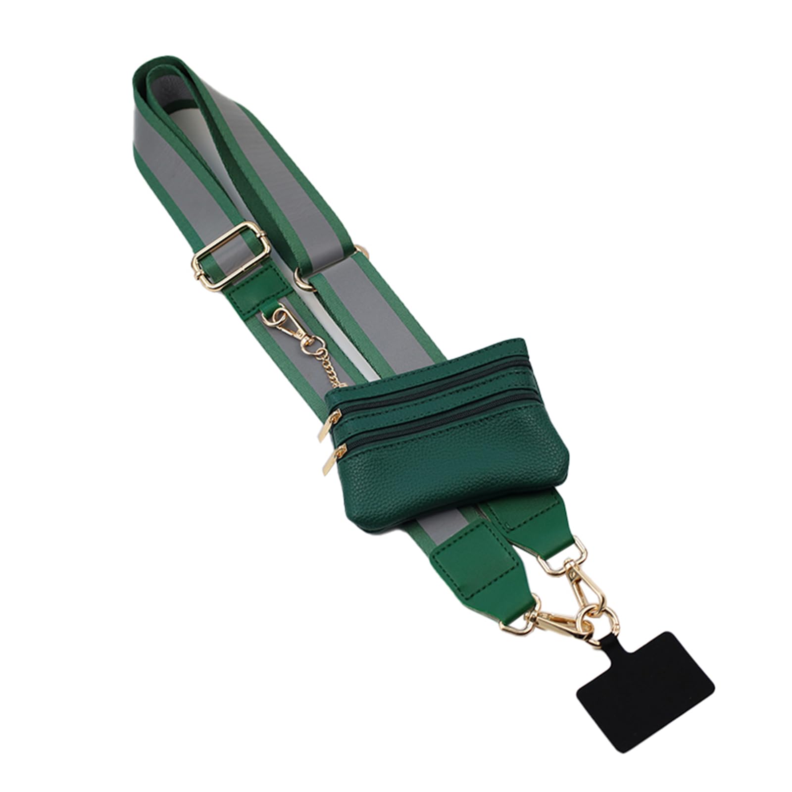Ksopuert Reflective Dark Green Reflective Clip And Go Strap Crossbody Phone Chain With Zipper Wallet Pouch Adjustable Phone Lanyard Wristband (Reflective Dark Green)