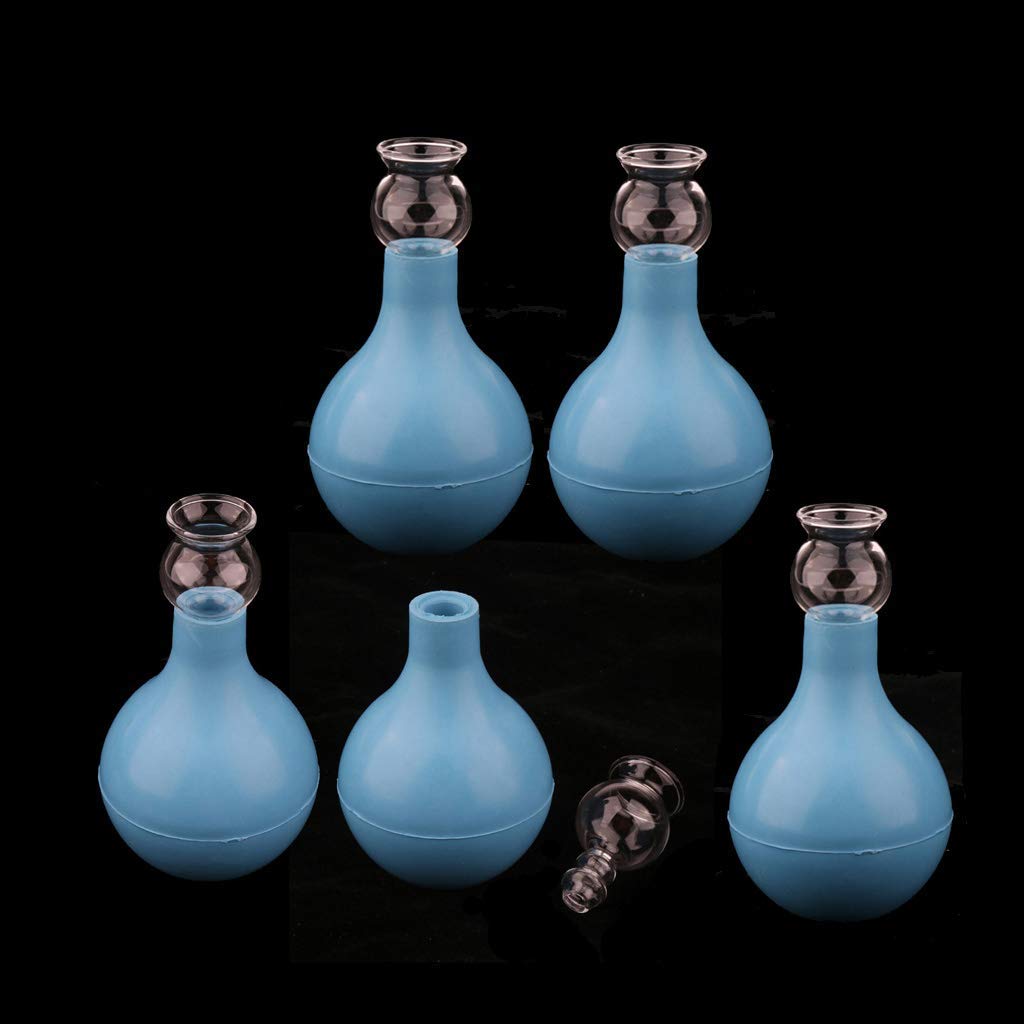 5 Stück Schröpfglas Set Schröpfen Massage Vakuum Schröpfbecher Ganzkörper Massagegerät (Blau + Blau 3cm)