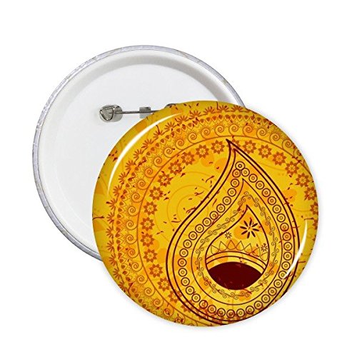 Badge bouton tissu art jaune à motif de grains colorés ronds