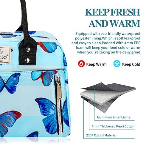 Vavabox Lunch Box For Women Insulated Lunch Bag With Carry Handle With Removable Shoulder Strap & Carry Handle,Leak Proof Reusable Lunch Bags, Women Lunch Organizer Box For Adults(Butterfly) #TOP2