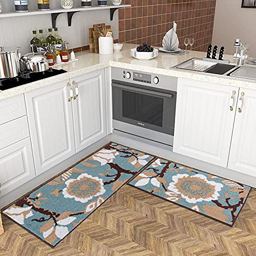 HEBE 2-Piece Kitchen Rug Set - Non-Skid, Machine...
