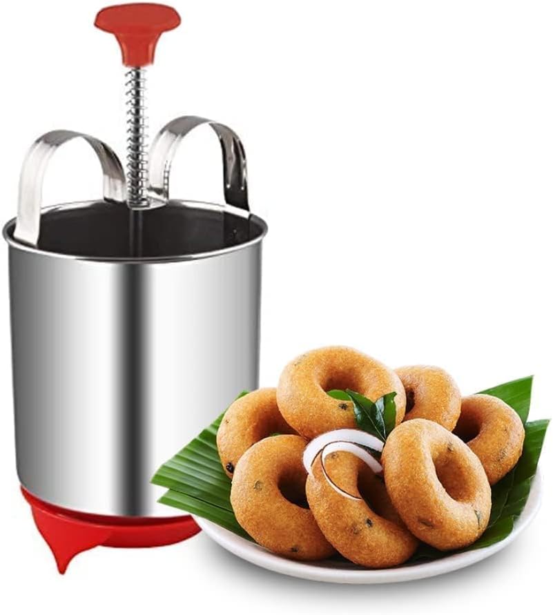 Stainless Steel Vada and Donut Maker, Manual Dispenser with Press Handle, Kitchen Tool for Homemade Snacks Pack of 1