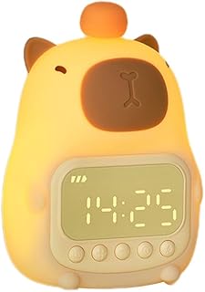 Lpitoy Reloj Despertador Capybara con Luz Nocturna, Reloj Despertador Digital Recargable, Lámpara De Mesa De Noche Led, Lámpara De Despertador Divertida para Niños