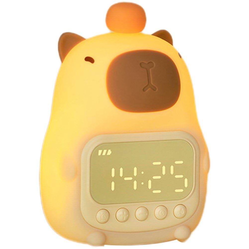 Despertador infantil de carpincho con luz nocturna LED recargable