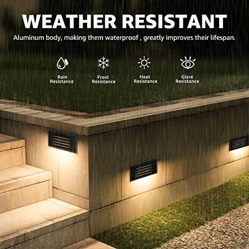 Image of SUNVIE LED Low Voltage Step Lights 3000k Step Light Outdoor 5W Low Voltage Deck Lights with Horizontal Louver Faceplate Deck Stair Light for Stairs Fence Post Fastlock2 Connectors Included, 12 Pack