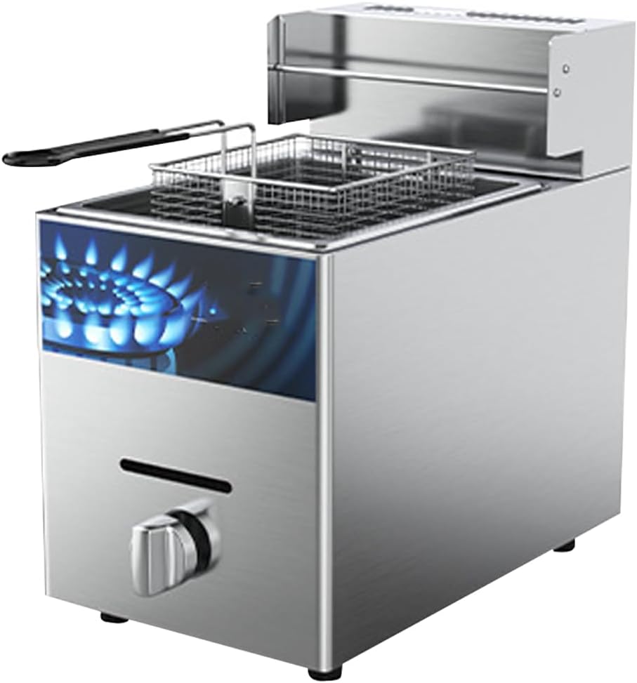 Commercial Deep Fryer with Insulation Layer, Thicker Stainless Steel and Cast Iron Burner for Efficient Restaurant Cooking,2 Tank