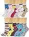 Ayla 12 Pairs Pack Kids Girls Colorful Creative Fun Novelty Design Crew Socks (4-6, Assorted Fancy)