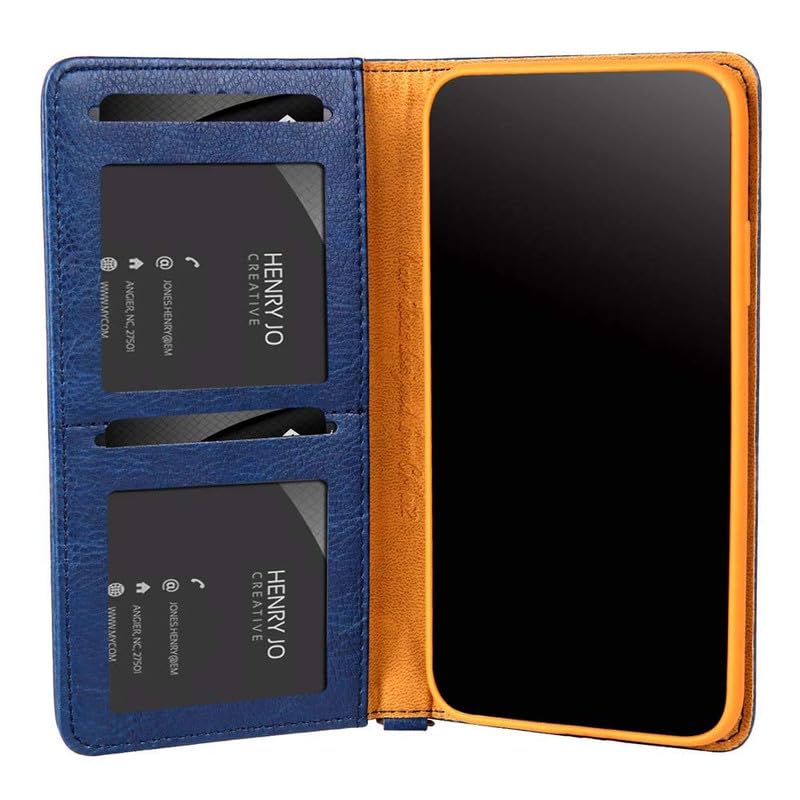 Image of Perkie Luxury Flipper Faux Leather Wallet Flip Case Kick Stand Magnetic Closure Flip Cover for iPhone 15 (Blue)