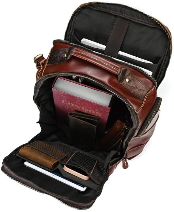 Retro Men's shoulder Backpack Multi functional Schoolbag Large Capacity Duffel Bag for Travel