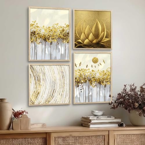 Image of kotart Aesthetic Modern Wall Decor Paintings with Frame for Home Decoration - Painting for Living Room Bedroom - Painting for Wall Decoration Set of 4 (Art 10, Big (13x17 or 13x13 inch))