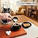Caossuixin Juego de 4 tazas de café espresso apilables de cerámica de 100 ml con platillos y soporte de metal Imagen de Caossuixin Juego de 4 tazas de café espresso apilables de cerámica de 100 ml con platillos y soporte de metal