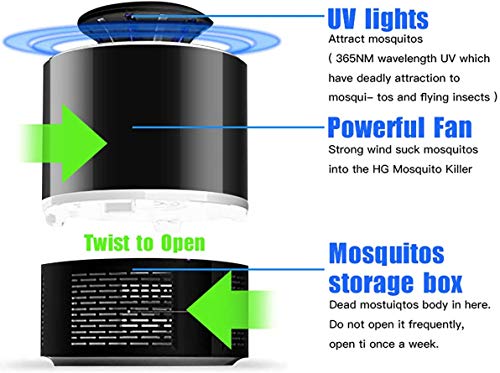 Image of Owme USB UV Mosquito Killer Lamp - Indoor Bug Zapper Trap with Quiet Fan Suction, Chemical-Free Mosquito Catcher for Home, Bedroom, Office & Kitchen (Round Black)